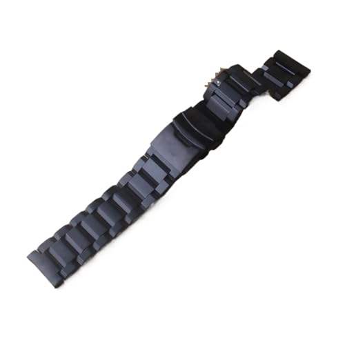 HRTUFN Uhrenarmband Premium Massiver Edelstahl Schwarz Unpoliert Armbandbänder Herrenarmband 18mm 20mm 22mm 24mm(Black,24mm) von HRTUFN