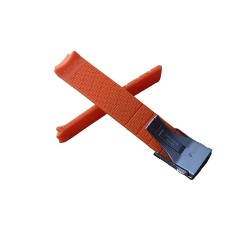 HRTUFN Uhrenarmband Z353 T013420 Schwarz Orange Blau Silikonkautschuk 20mm 21mm Faltschließe(Orange,21mm013420) von HRTUFN