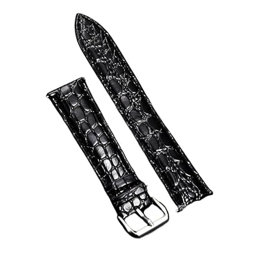 HRTUFN Uhrenarmband aus Leder mit Krokodilmuster, 18 mm, 20, 22, 24, weiche Uhrenarmbänder, lässiges Business-Armband(Black,18mm) von HRTUFN