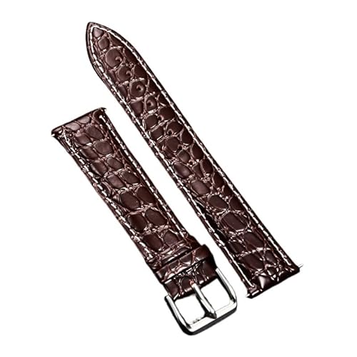 HRTUFN Uhrenarmband aus Leder mit Krokodilmuster, 18 mm, 20, 22, 24, weiche Uhrenarmbänder, lässiges Business-Armband(Brown White Line,20mm) von HRTUFN