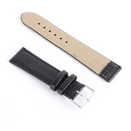 HRTUFN Uhrenarmband aus echtem, weichem Leder, Ersatzarmband, Schwarz/Kaffee, 12–22 mm(Black,18) von HRTUFN