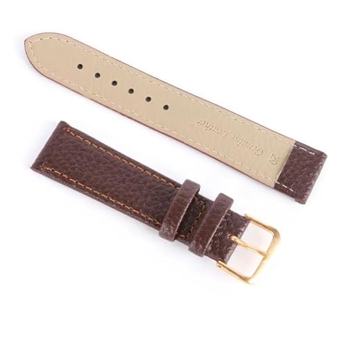 HRTUFN Uhrenarmband aus echtem, weichem Leder, Ersatzarmband, Schwarz/Kaffee, 12–22 mm(Brown,14) von HRTUFN