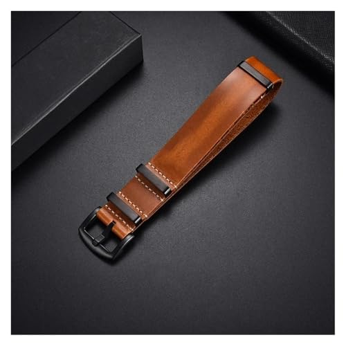 HRTUFN Uhrenarmband aus echtem Leder, 18 mm, 20, 22, 24, Armbanduhrenarmband, Uhrenarmbänder, Uhrenanpassung, Ersatzzubehör(Yellow Brown(black),24mm) von HRTUFN