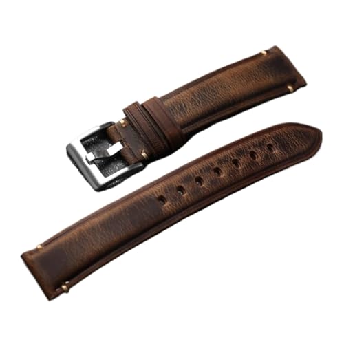 HRTUFN Vintage Crazy Horse Lederarmband 18 19 20 21 22MM Braun Herrenarmband, Stil Erste Schicht Rindslederarmband(22mm) von HRTUFN