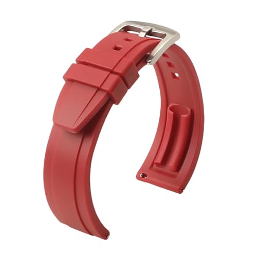HRTUFN Wasserdichtes Gummiarmband 18 mm 19 20 21 22 24 Armband Sport Silikon Uhrenarmband(rot,24mm) von HRTUFN