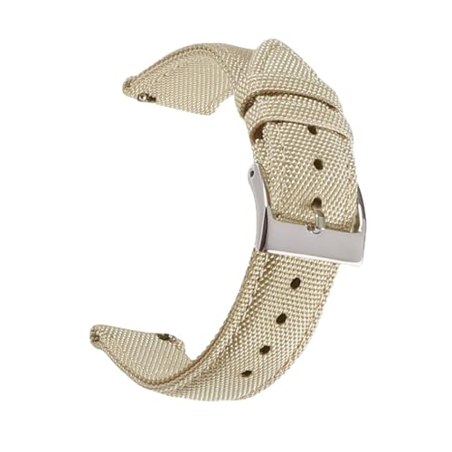 HRTUFN Wasserdichtes Segeltuch-Uhrenarmband mit Schnellverschluss, 18 mm, 19, 20, 21, 22, 24, Nylon-Armband, Blancpain(Beige,24mm) von HRTUFN