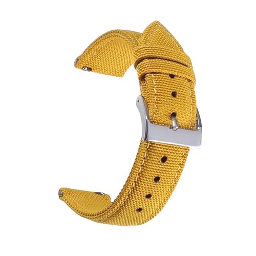 HRTUFN Wasserdichtes Segeltuch-Uhrenarmband mit Schnellverschluss, 18 mm, 19, 20, 21, 22, 24, Nylon-Armband, Blancpain(Mustard yellow,18mm) von HRTUFN
