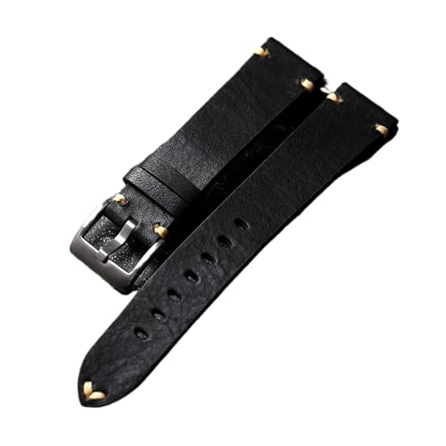 Handgefertigtes Lederarmband, 18 19 20 21 22 MM, Crazy Horse Leder Braun Schwarz Herren Vintage Fitted Military Watch Antikes Armband(Brack,21mm) von HRTUFN