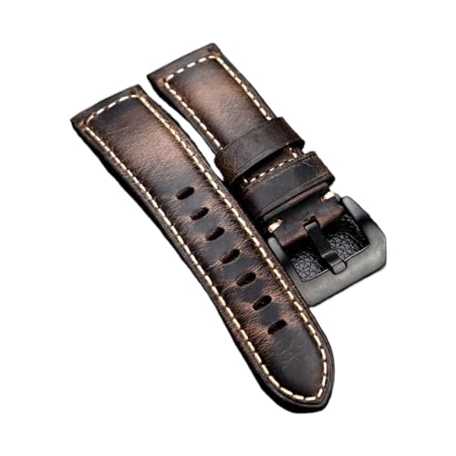 Handgefertigtes graues Lederarmband 20 22 24 MM Hochwertiges farbwechselndes italienisches der ersten Schicht, passend for 111 441(Black Buckle,24mm) von HRTUFN