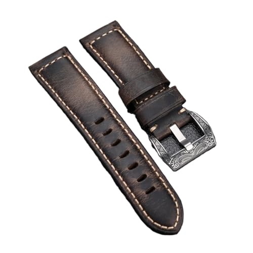 Handgefertigtes graues Lederarmband 20 22 24 MM Hochwertiges farbwechselndes italienisches der ersten Schicht, passend for 111 441(Engraved buckle,26mm) von HRTUFN