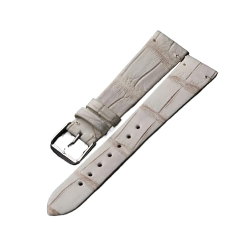 Handgemachtes Krokodillederarmband mit Bambusmuster, Schnellverschluss-Armband aus echtem Leder, 18 19 20 MM, graues Vintage-Herrenarmband(19mm) von HRTUFN