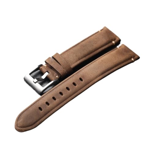 Handgemachtes Vintage Crazy Horse Leder Echtes Armband 18MM 19MM 20MM 21MM 22MM Braunes Rindslederarmband(B-brown,22mm) von HRTUFN