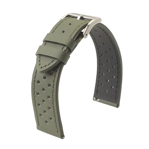 Schnellverschluss-Nylon-Segeltucharmband 18 mm 19 20 22 Atmungsaktives Uhrenarmband Belüftungslöcher Männer Frauen Armband(Army green,19mm) von HRTUFN
