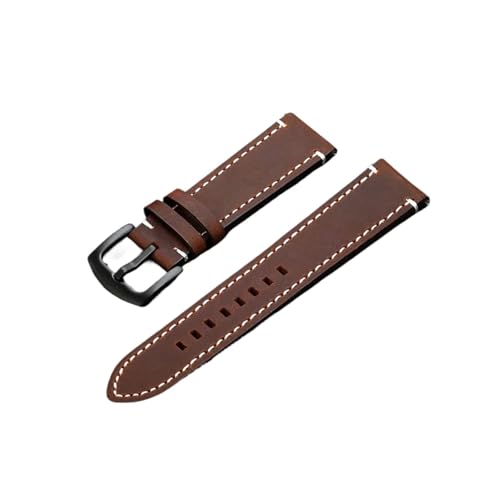Top Grain Echtleder Uhrenarmband Schnellverschluss Uhrenarmbänder 18mm 20mm 22mm 24mm Vintage H(Dark Brown,24mm) von HRTUFN