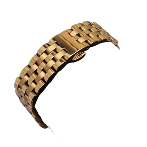 Uhrenarmbänder Armband Roségold 16mm 18mm 19mm 20mm 22mm 24mm Herren Damen Armbanduhr Zubehör Gebogene Enden(Gold,24mm) von HRTUFN