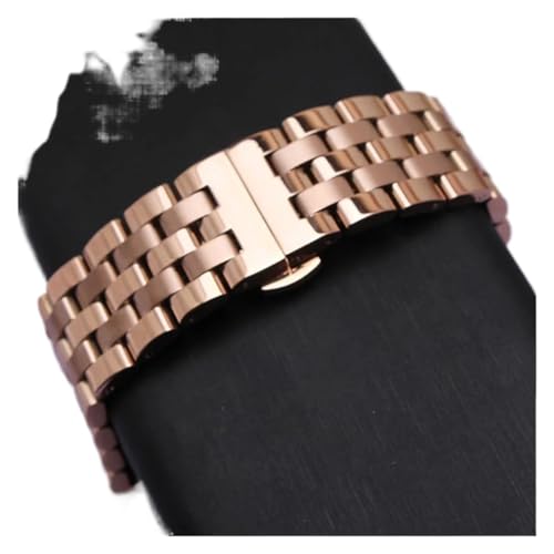 Uhrenarmbänder Armband Roségold 16mm 18mm 19mm 20mm 22mm 24mm Herren Damen Armbanduhr Zubehör Gebogene Enden(Rosegold,24mm) von HRTUFN