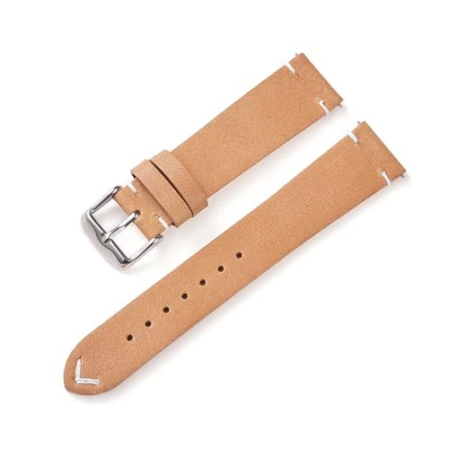 Universal-Ersatz-Uhrenarmband aus Leder mit Schnellverschluss, echtes Lederarmband for Männer und Frauen, 18 mm, 20, 22(Beige,18mm) von HRTUFN