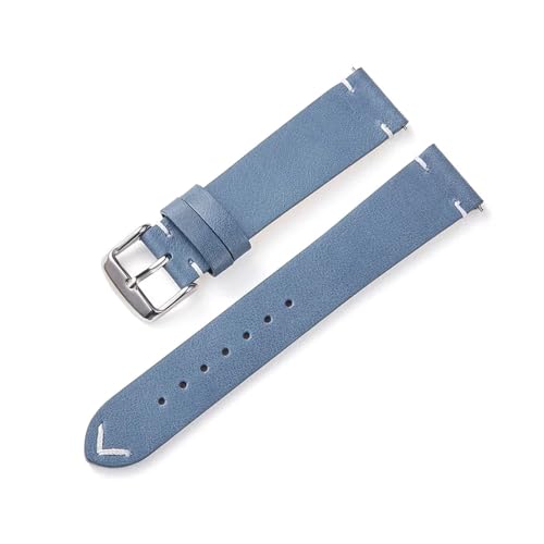 Universal-Ersatz-Uhrenarmband aus Leder mit Schnellverschluss, echtes Lederarmband for Männer und Frauen, 18 mm, 20, 22(Blu,20mm) von HRTUFN