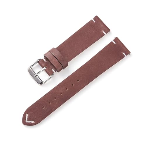 Universal-Ersatz-Uhrenarmband aus Leder mit Schnellverschluss, echtes Lederarmband for Männer und Frauen, 18 mm, 20, 22(Dark brown,18mm) von HRTUFN