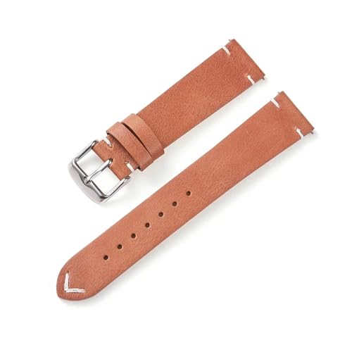 Universal-Ersatz-Uhrenarmband aus Leder mit Schnellverschluss, echtes Lederarmband for Männer und Frauen, 18 mm, 20, 22(Light Brown,18mm) von HRTUFN