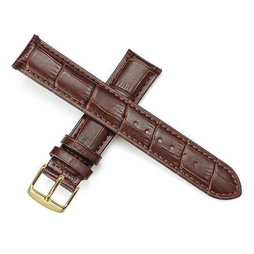 Universelles Ersatz-Uhrenarmband aus Leder for Männer und Frauen, 12 mm, 14, 16, 18, 19, 20, 21, 22(Brown Gold,20mm) von HRTUFN