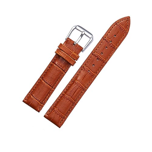 Universelles Ersatz-Uhrenarmband aus Leder for Männer und Frauen, 12 mm, 14, 16, 18, 19, 20, 21, 22(Light brown,19mm) von HRTUFN