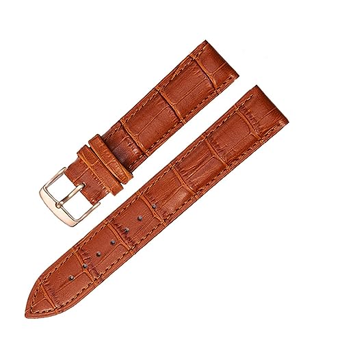 Universelles Ersatz-Uhrenarmband aus Leder for Männer und Frauen, 12 mm, 14, 16, 18, 19, 20, 21, 22(Light brown Rosegold,19mm) von HRTUFN
