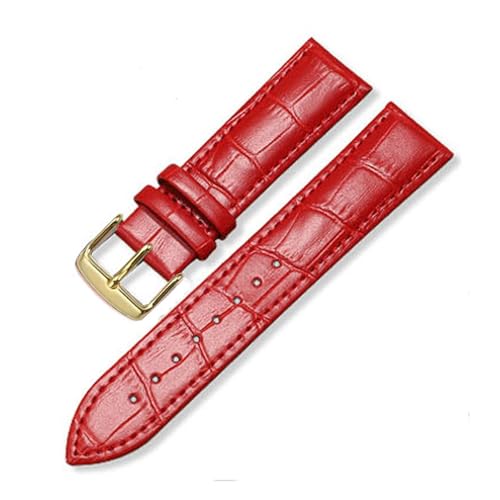 Universelles Ersatz-Uhrenarmband aus Leder for Männer und Frauen, 12 mm, 14, 16, 18, 19, 20, 21, 22(Red Gold,16mm) von HRTUFN