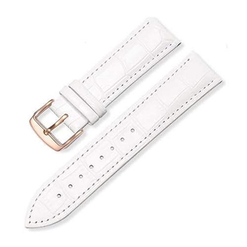 Universelles Ersatz-Uhrenarmband aus Leder for Männer und Frauen, 12 mm, 14, 16, 18, 19, 20, 21, 22(White Rosegold,20mm) von HRTUFN