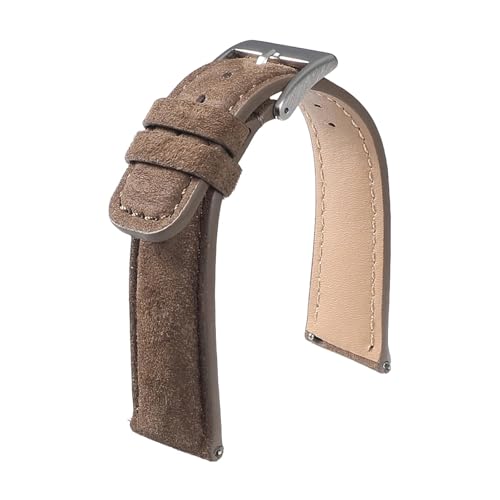 Wildlederriemen 18mm 20mm 22mm Vintage Uhrenarmband Schnellverschluss Kalbslederarmband Herren Damen Zubehör(Coffee,20mm) von HRTUFN