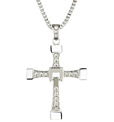 HS86 Kreuz Kette Edelstahl Halskette Anhänger Silber Schmuck von HS86