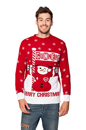 HSA - Unisex Weihnachtspullover für Damen und Herren mit Fußball-Motiv Gr. Medium, Schneemann Gunners von HSA