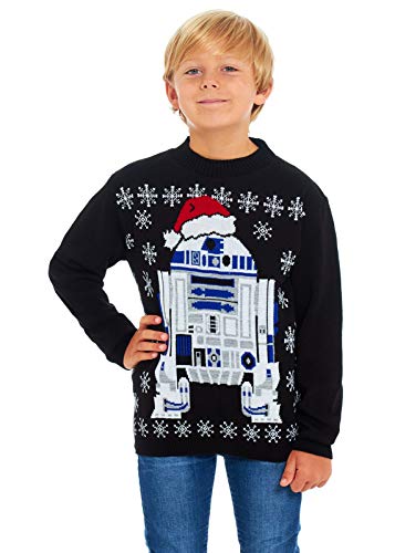 HSA Unisex Weihnachtspullover für Mädchen und Jungen, Retro-Design, Elfe, Star Wars Fußball-Pullover, exklusiv für Kinder von 2 bis 14 Jahren, R2d2 Kids, 9-10 Jahre von HSA