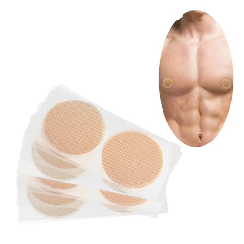 60 Stück Herren Unsichtbare Nippelpads Atmungsaktiv Hypoallergen Einweg Nackt Farbe Nippelabdeckung Unsichtbare Brustwarzenabdeckung für Läufer & Athleten (35mm) von HSAJS