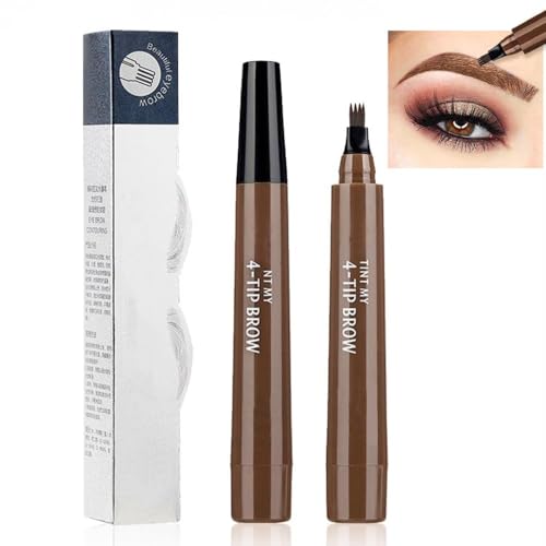 Hsajs 4 Spitzen Augenbrauenstift Wasserdicht Langlebig Augenbrauenfarbe Augenbrauenstift Makeup Augenbrauen Tattoo Pen Für Natürliche Augenbrauen Look 2 Stück Set(Dark Brown) von HSAJS