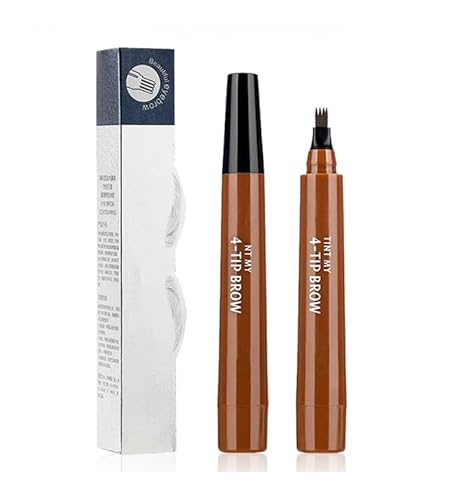HSAJS 5 Stück Augenbrauenstift Wasserdichter Schweißfester Augenbrauenstift 4 Gabelspitze Applikator Eyebrow Pencil Langanhaltende Natürliche Augenbrauenfarbe (Hellbraun) von HSAJS