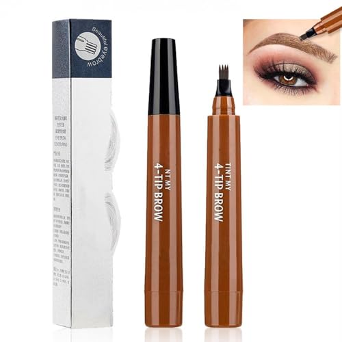 Hsajs 4 Spitzen Augenbrauenstift Wasserdicht Langlebig Augenbrauenfarbe Augenbrauenstift Makeup Augenbrauen Tattoo Pen Für Natürliche Augenbrauen Look 2 Stück Set(Light Brown) von HSAJS