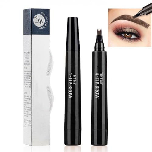 Hsajs 4 Spitzen Augenbrauenstift Wasserdicht Langlebig Augenbrauenfarbe Augenbrauenstift Makeup Augenbrauen Tattoo Pen Für Natürliche Augenbrauen Look 2 Stück Set(Natural Black) von HSAJS