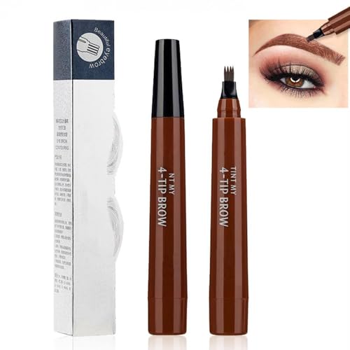 HSAJS 5 Stück Augenbrauenstift Wasserdichter Schweißfester Augenbrauenstift 4 Gabelspitze Applikator Eyebrow Pencil Langanhaltende Natürliche Augenbrauenfarbe (Rotbraun) von HSAJS