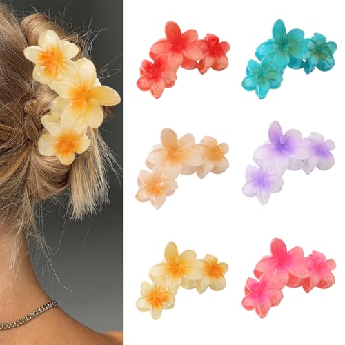 HSAJS 6 Stück Haarklammer Blume für Frauen 6 Colors Egg Flower Hair Claw Clips Rutschfeste Haarklammern Niedliche für Damen Haarspangen Rutschfest Haarkralle für Dickes Dünnes Haar von HSAJS