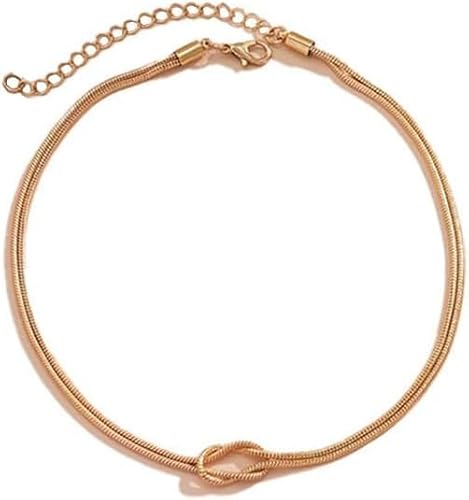 HSAJS Knoten Schlangenkette Armband Verstellbar Edelstahl Schmuck Damenarmband Minimalistisch Elegant Rosegold Armschmuck von HSAJS