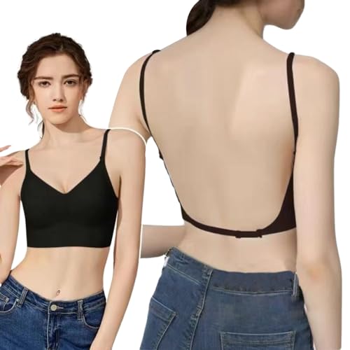 HSAJS Damen BHS Bügelloser Vform Träger Seamless Bra Nahtlos Bralette Starker Halt Push up Soft Comfy Bra Minimizer Unterwäsche für Alltag Sport Freizeit von HSAJS