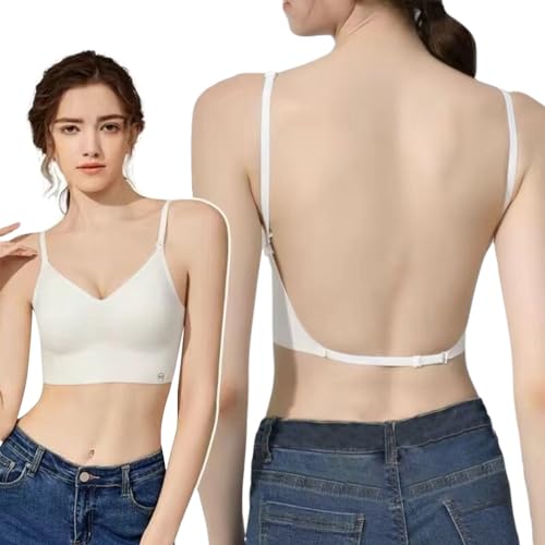 HSAJS Damen BHS Bügelloser Vform Träger Seamless Bra Nahtlos Bralette Starker Halt Push up Soft Comfy Bra Minimizer Unterwäsche für Alltag Sport Freizeit von HSAJS