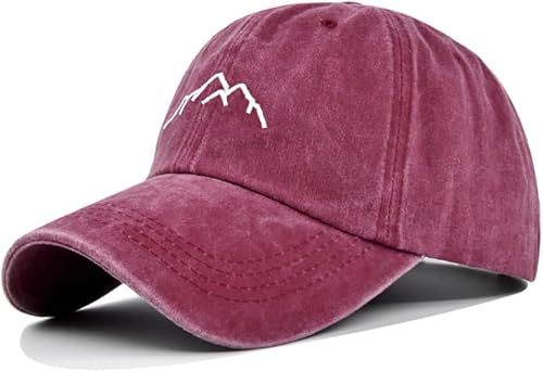 HSAJS Vintage Unisex Baseballkappe Bergmotiv Stickerei Baumwollcap Verstellbar Sportmütze Sonnenschutz Outdoorkappe von HSAJS