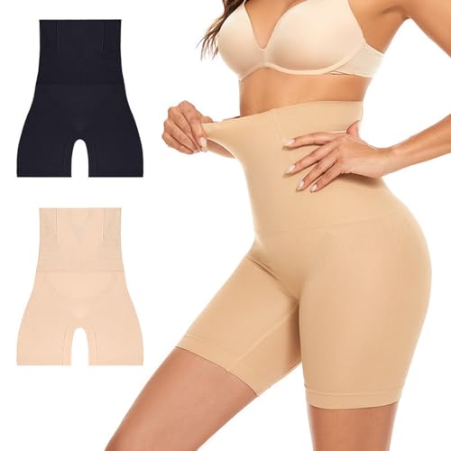 HSAJS Figurformende Shapewear Miederhose Hohe Taille Bauchweg Unterwäsche Nahtlos Bodyshaper Taillenformer Seamless Shaping Shorts Atmungsaktiv Formunterwäsche für Alltag von HSAJS
