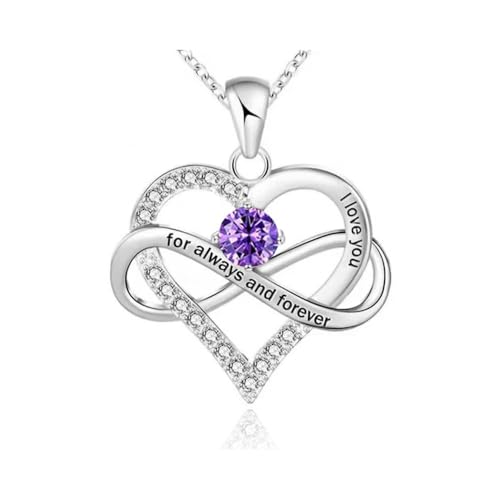 HSAJS Damen Halskette Herz Unendlichkeitszeichen Geburtsstein Anhänger Kette für Frauen Schmuck Hypoallergen Ketten Geburtstags Weihnachten Muttertags Valentinstag (2-Feb) von HSAJS