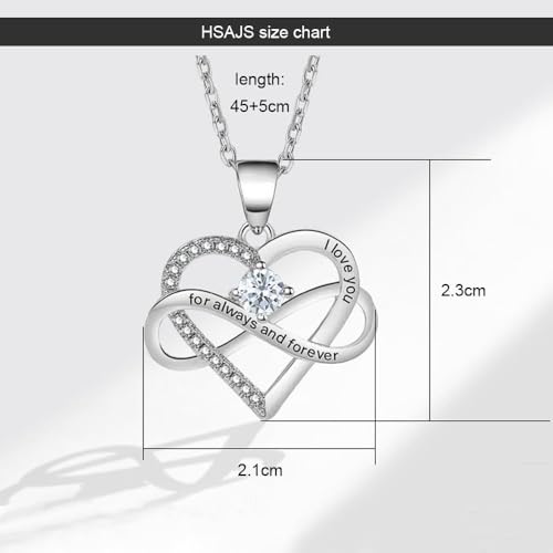 HSAJS Herz Unendlichkeit Anhänger Halskette Zirkonia Schmuck Silber Kette Damen Herzanhänger Ewigkeitssymbol Kristall Damenschmuck von HSAJS