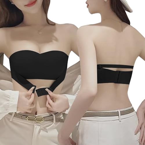 HSAJS Trägerloser BH Bandeau Herzform Strapless Bra Push up Vorderverschluss Rutschfester BHS Trägerlos mit Antirutschstreifen Guter Halt für Abendkleider Hochzeit Rückenfrei von HSAJS