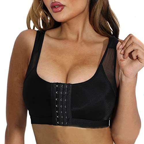 HSAJS Damen Vollschalen Minimizer BH Push-Up Ohne Bügel mit Vordere Schnalle Gepolstert Bustier Tops Große Größen Sport Crop Top von HSAJS