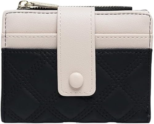 HSAJS Kompakte Gesteppte Kartenhalter Brieftasche Damen Portemonnaie Reißverschluss Münzfach Kreditkartenetui Zweifarbig von HSAJS